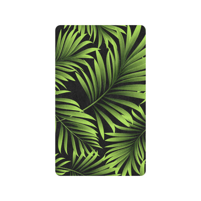 Green Neon Tropical Palm Leaves Rubber Doormat
