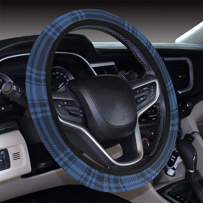 Tartan Blue Print Design LKS304 Steering Wheel Cover with Elastic Edge