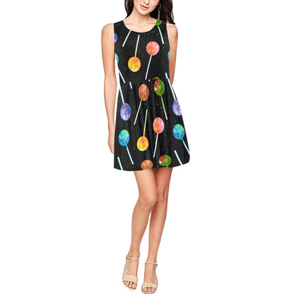 Lollipop Pattern Print Design LL04 Sleeveless Dress