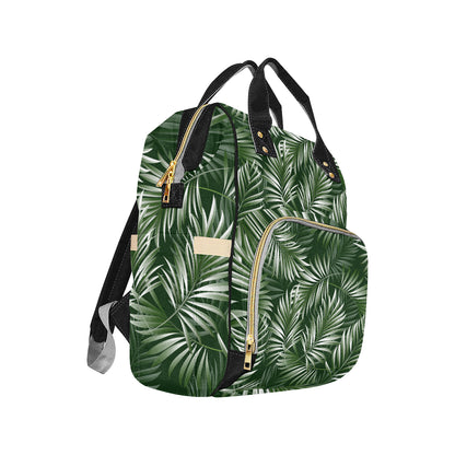 White Green Tropical Palm Leaves Diaper Bag Backpack