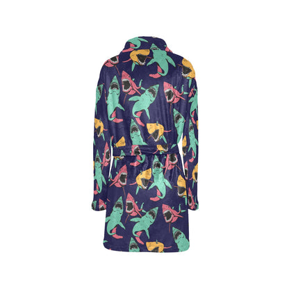 Shark Bite Pattern Women's Fleece Robe