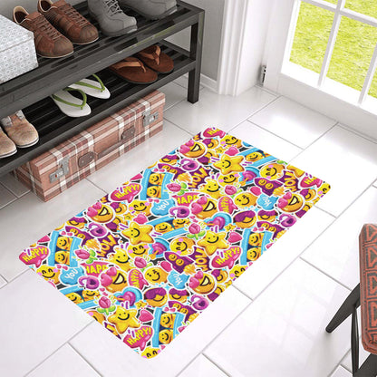 Emoji Sticker Print Pattern Rubber Doormat