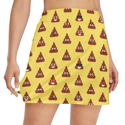 Emoji Poop Print Pattern 17" Golf & Pickleball Skort with Pockets