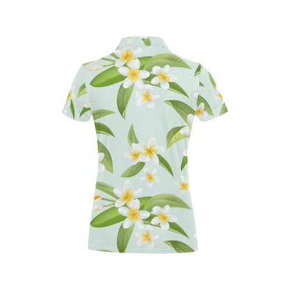 Yellow Plumeria Pattern Print Design PM024 Women's Polo Shirt