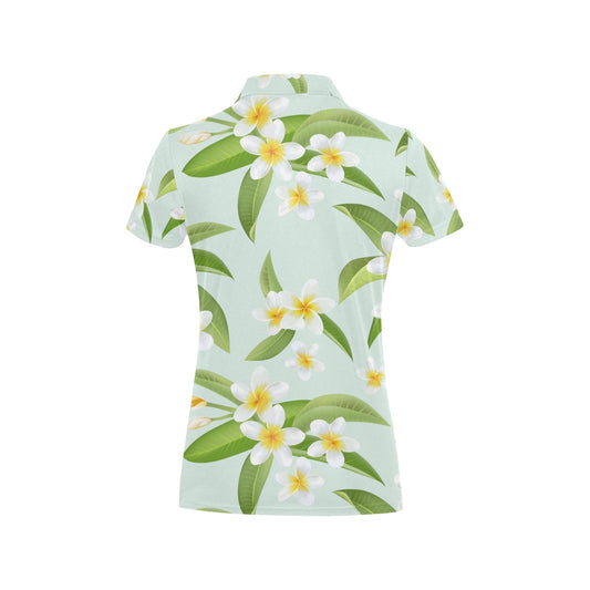 Yellow Plumeria Pattern Print Design PM024 Women's Polo Shirt