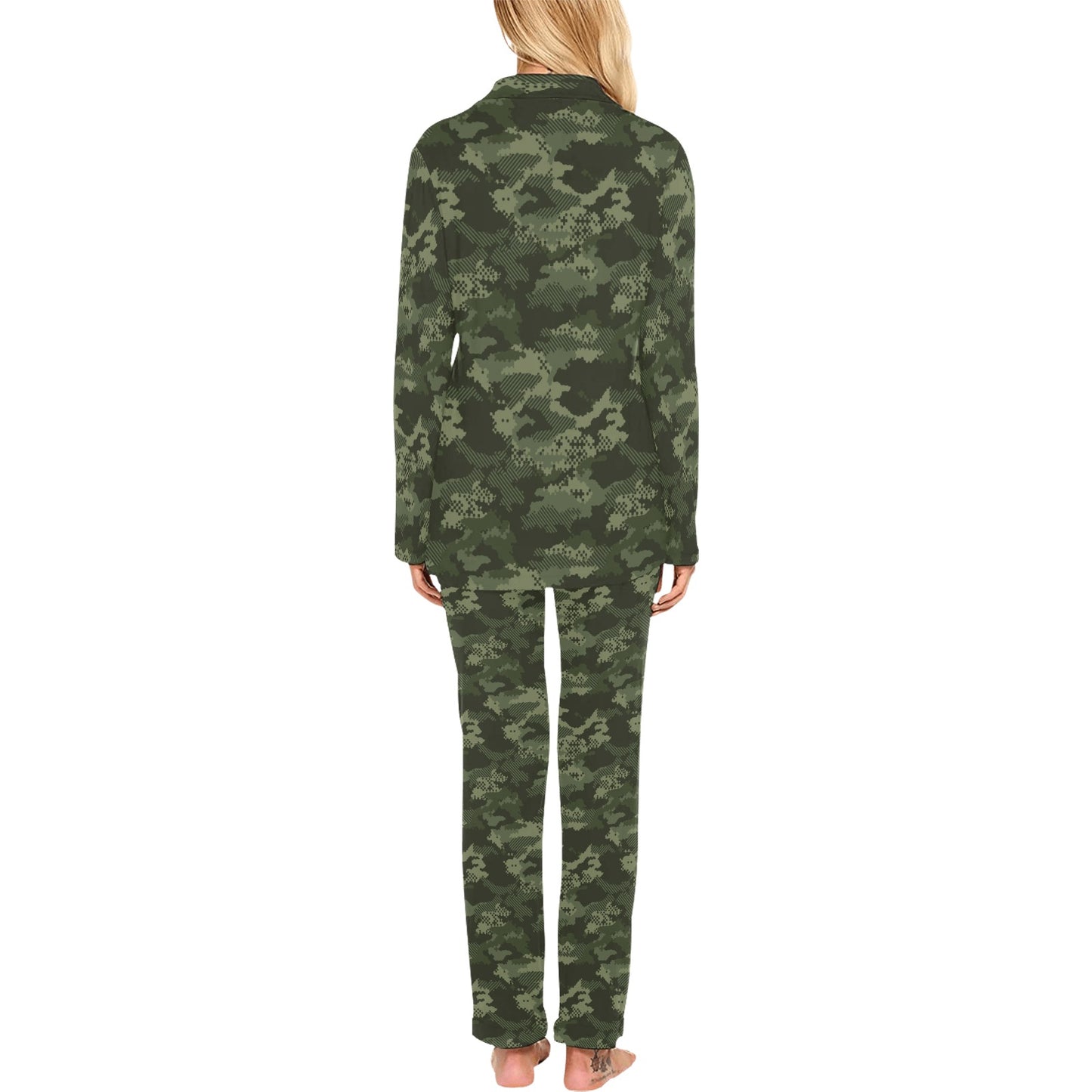 Army Camouflage Pattern Print Design 02 Women's Long Pajama Set