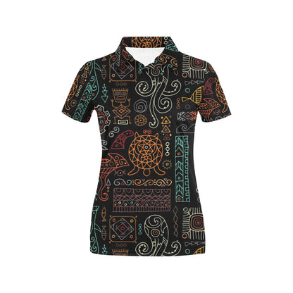 Polynesian Pattern Print Design A04 Women's Polo Shirt