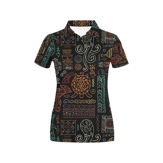 Polynesian Pattern Print Design A04 Women's Polo Shirt