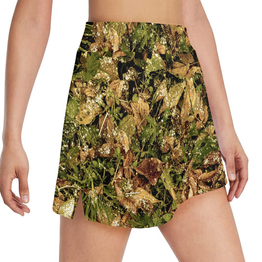 Camo Realistic Tree Forest Texture Print 17" Golf & Pickleball Skort with Pockets