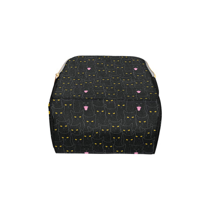 Black Cat Yellow Eyes Print Pattern Diaper Bag Backpack
