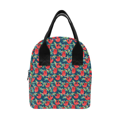Sloth Red Design Themed Print Insulated Lunch Bag