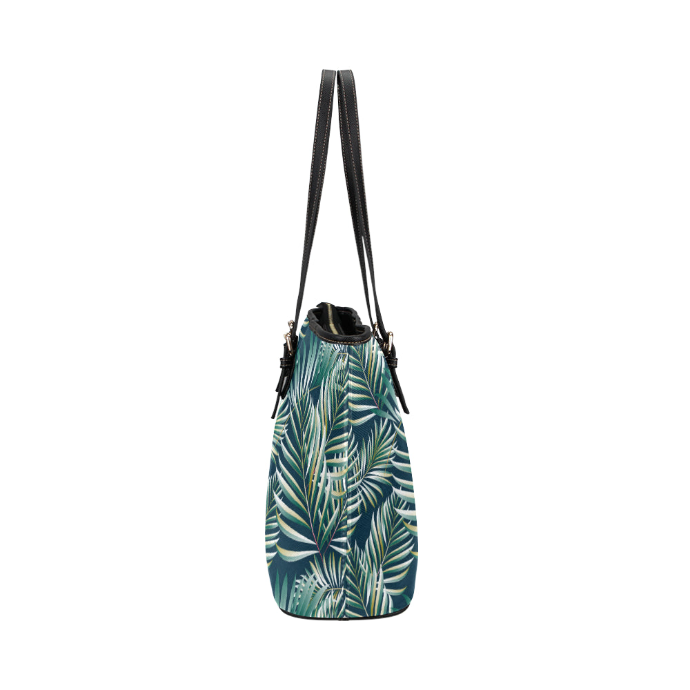 Sun Spot Tropical Palm Leaves hower Curtain Leather Tote Bag