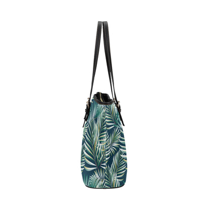 Sun Spot Tropical Palm Leaves hower Curtain Leather Tote Bag