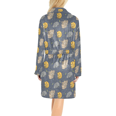 Safari Elephant Lion Print Design LKS303 Women's Fleece Robe