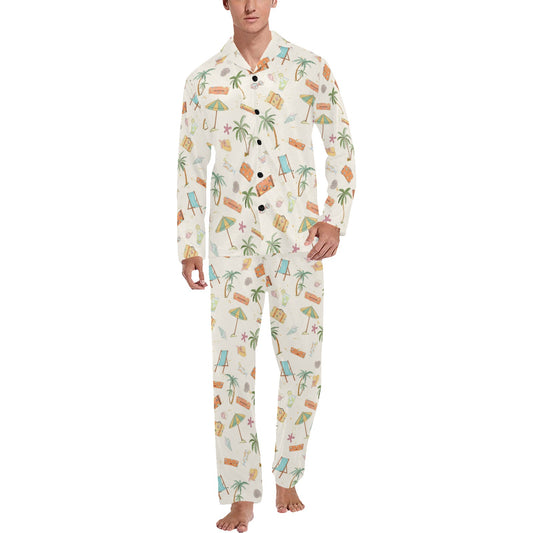 Beach Themed Pattern Print Design 05 Men's Long Pajama Set