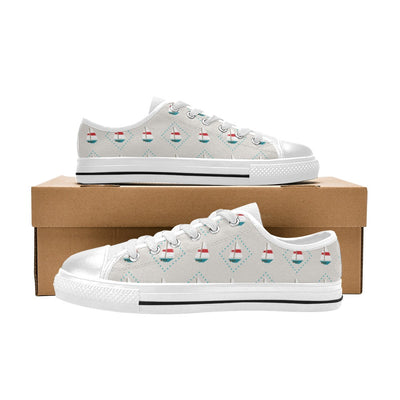 Sailboat Print Design LKS301 Women's White Low Top Shoes