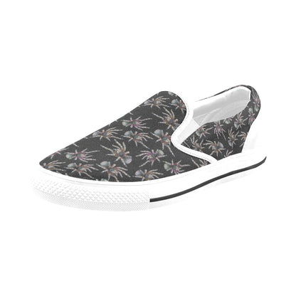 Tarantula Print Design LKS402 White Slip Ons Canvas Women's Shoes