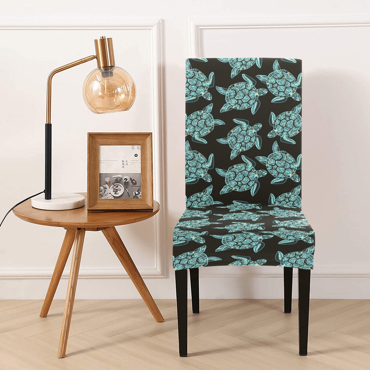 Sea Turtle Print Design LKS302 Dining Chair Slipcover