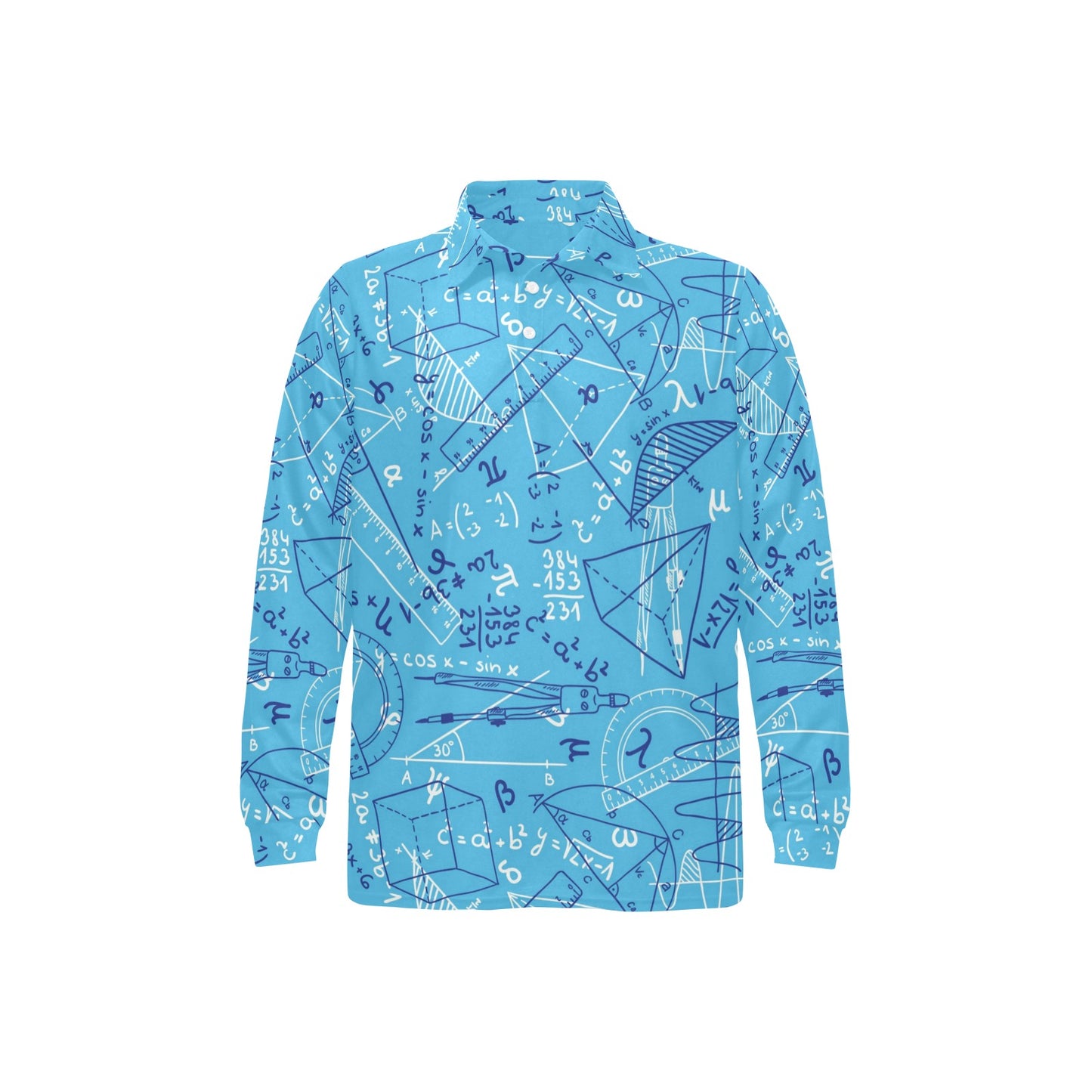 Math Pattern Print Design 02 Long Sleeve Polo Shirt For Men's
