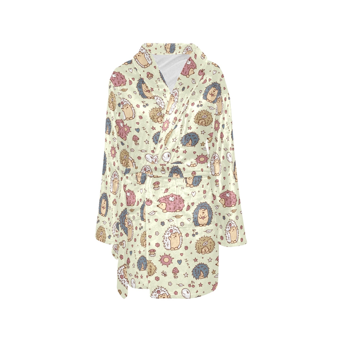 Hedgehog Cute Pattern Print Design 01 Women's Fleece Robe