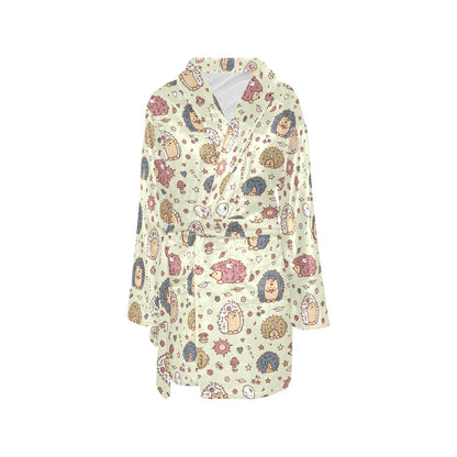 Hedgehog Cute Pattern Print Design 01 Women's Fleece Robe