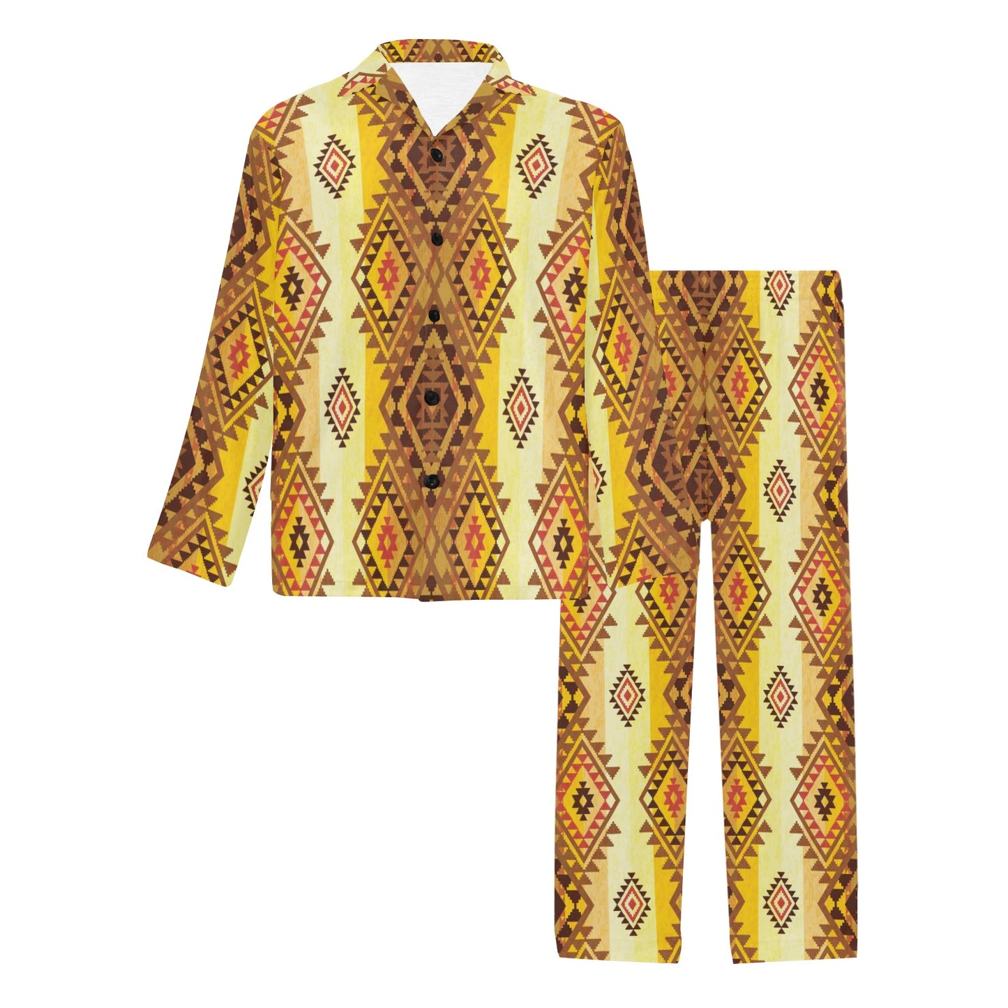 Native Pattern Print Design A09 Men's Long Pajama Set