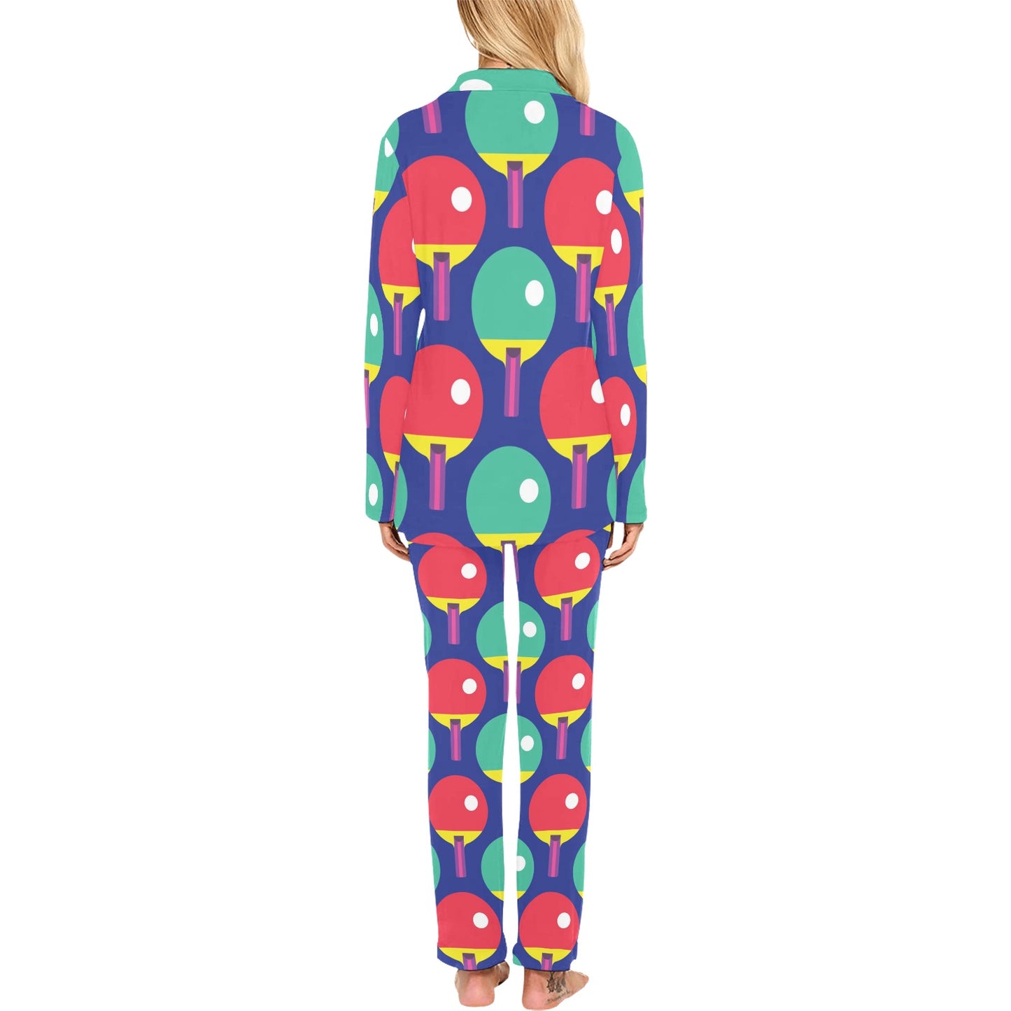 Ping Pong Pattern Print Design A03 Women's Long Pajama Set