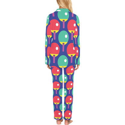 Ping Pong Pattern Print Design A03 Women's Long Pajama Set