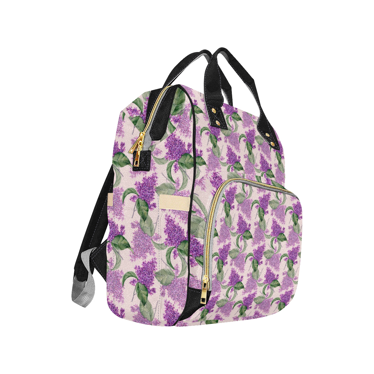 Lilac Pattern Print Design LI02 Diaper Bag Backpack