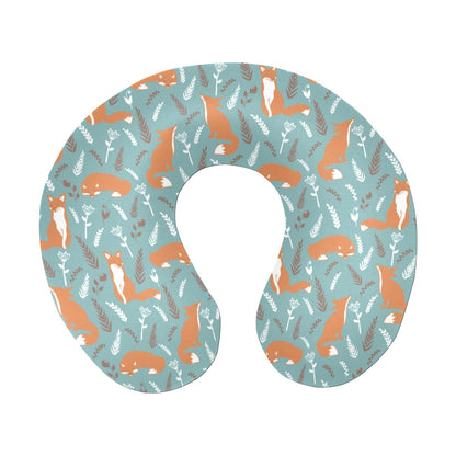 Fox Forest Print Pattern U-Shaped Travel Neck Pillow