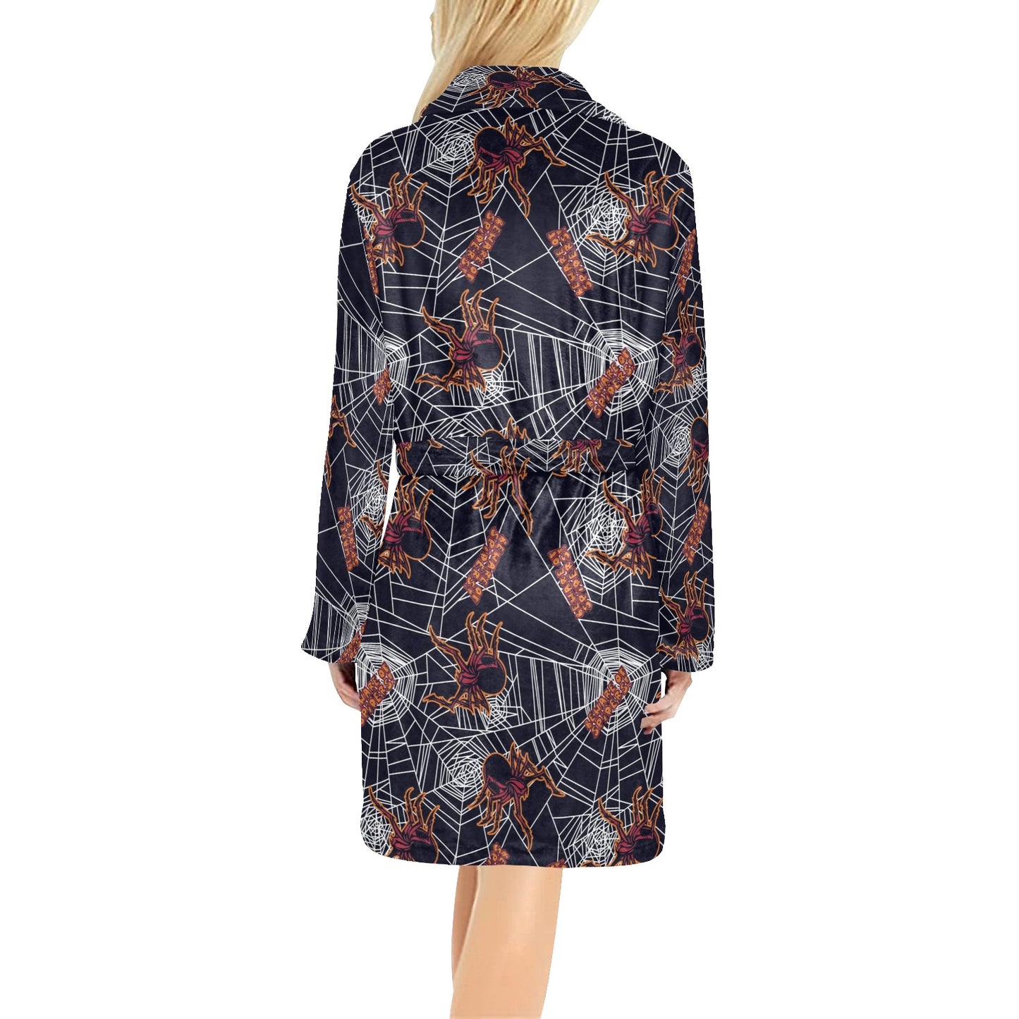 Tarantula Spiderwebs Pattern Print Design 01 Women's Fleece Robe