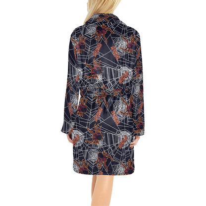 Tarantula Spiderwebs Pattern Print Design 01 Women's Fleece Robe