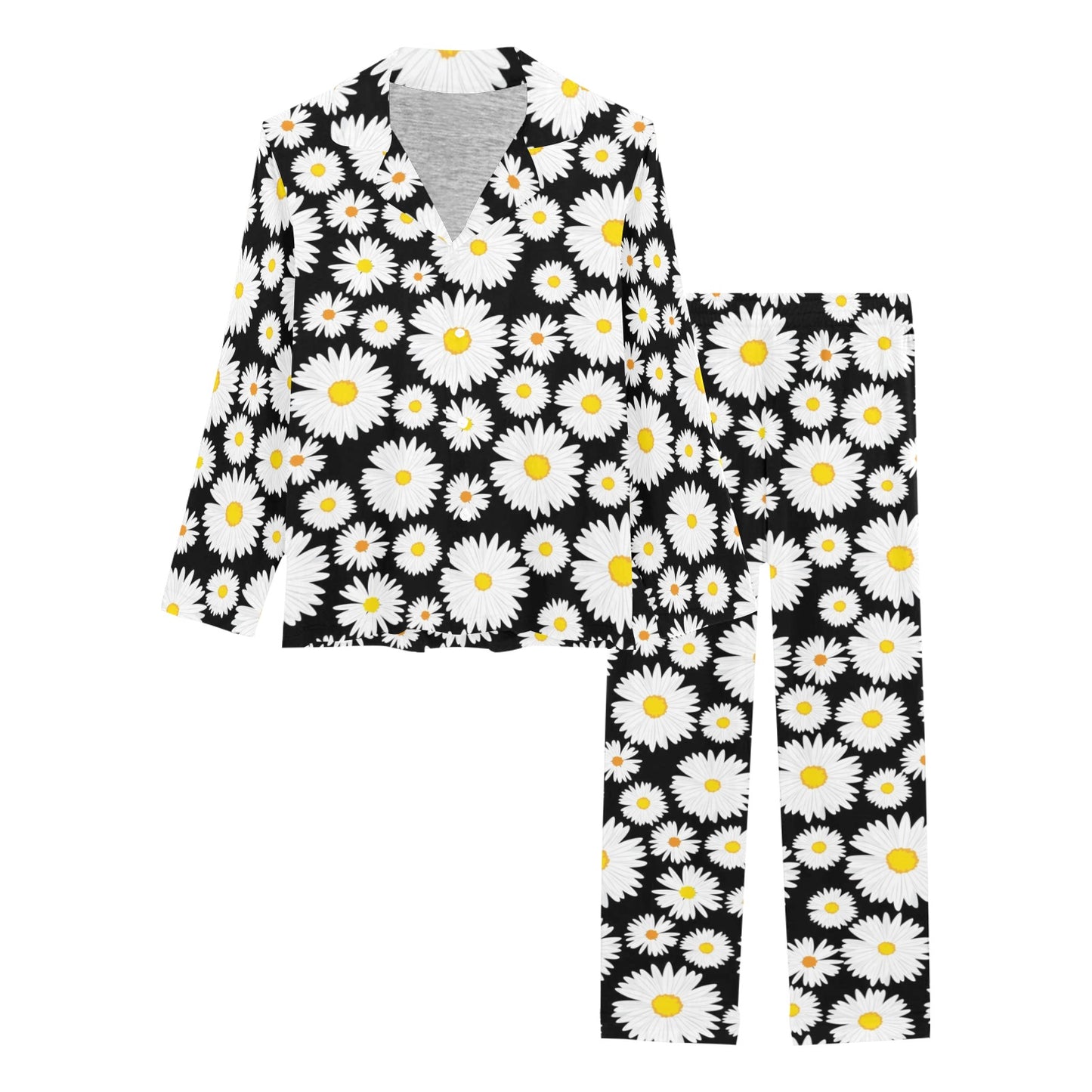 Daisy Pattern Print Design 01 Women's Long Pajama Set