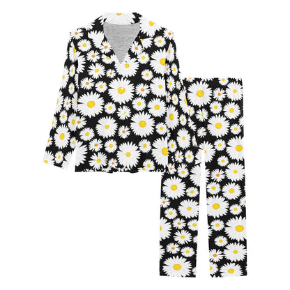 Daisy Pattern Print Design 01 Women's Long Pajama Set