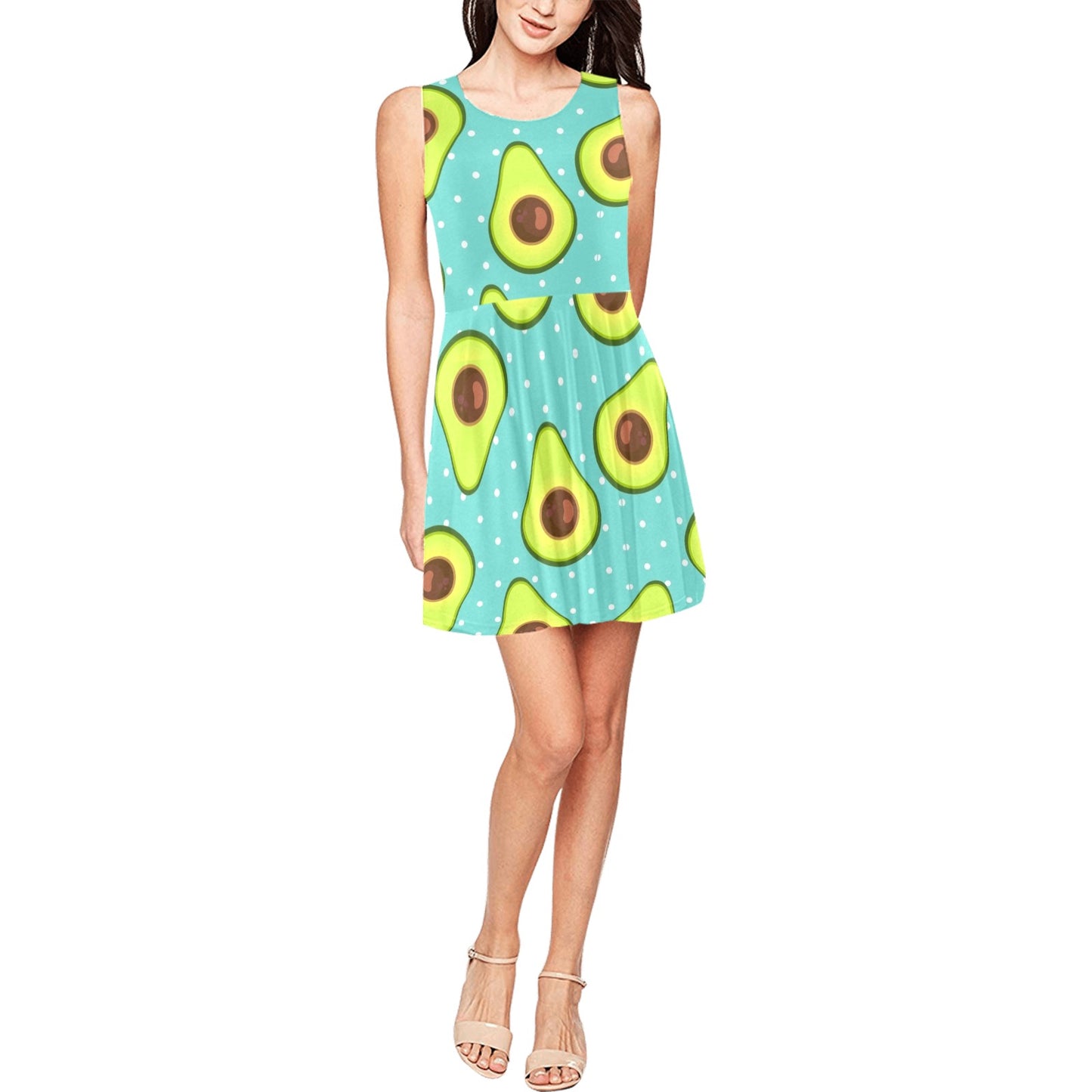 Avocado Pattern Print Design AC012 Sleeveless Dress