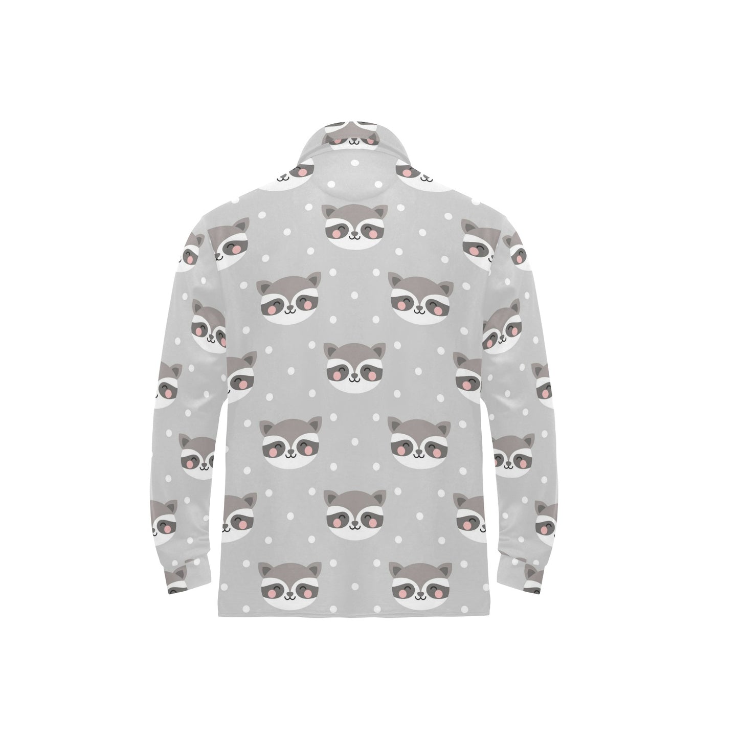 Raccoon Pattern Print Design A04 Long Sleeve Polo Shirt For Men's