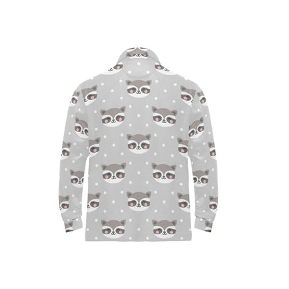 Raccoon Pattern Print Design A04 Long Sleeve Polo Shirt For Men's