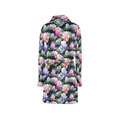 Lotus Flower Print Design Women's Fleece Robe