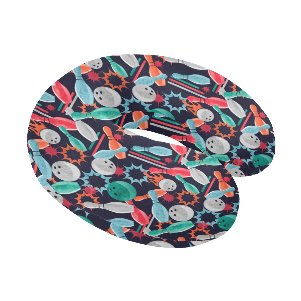Bowling Pattern Print Design 08 U-Shaped Travel Neck Pillow
