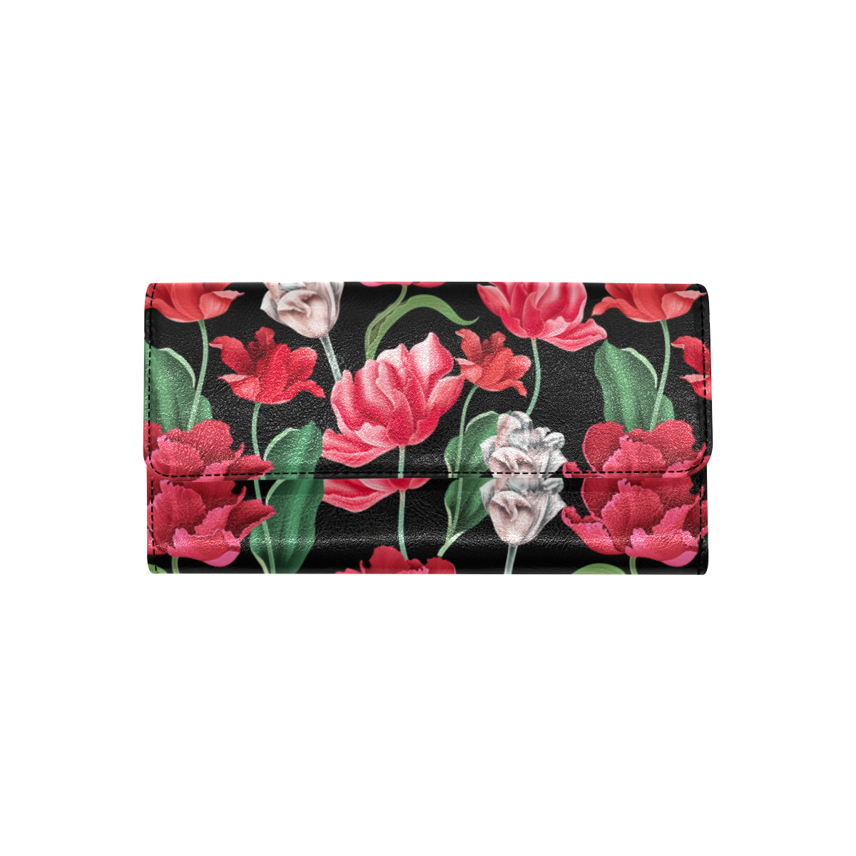 Tulip Pattern Print Design TP08 Women's Trifold Wallet
