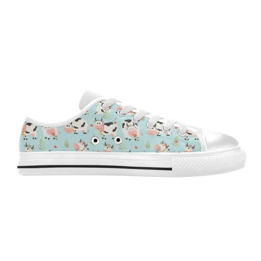 Cattle Print Design LKS403 Women's White Low Top Shoes