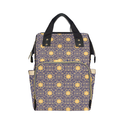 Celestial Gold Sun Face Diaper Bag Backpack