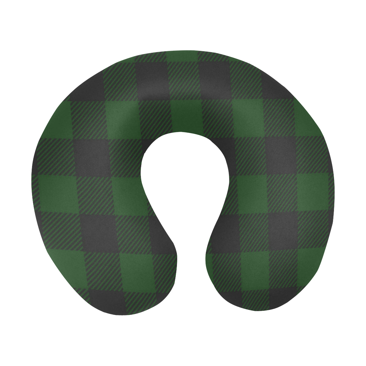 Buffalo check Green Pattern Print Design 02 U-Shaped Travel Neck Pillow