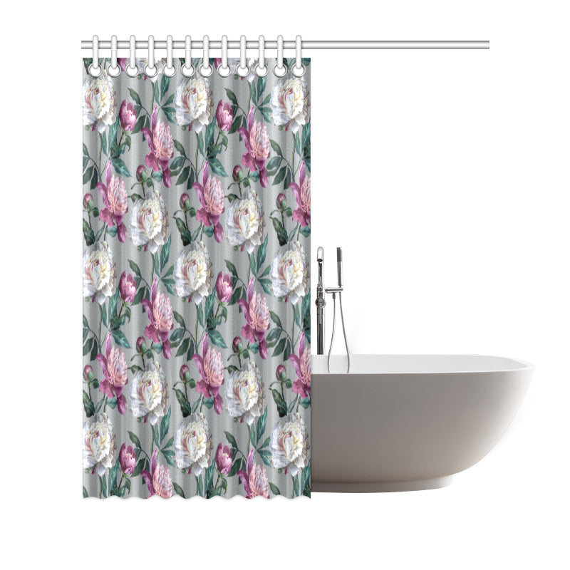 Peony Pattern Print Design PE01 Shower Curtain