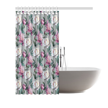 Peony Pattern Print Design PE01 Shower Curtain