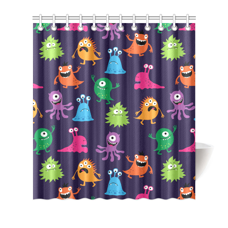 Monster Cartoon Pattern Print Design 02 Shower Curtain