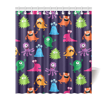 Monster Cartoon Pattern Print Design 02 Shower Curtain