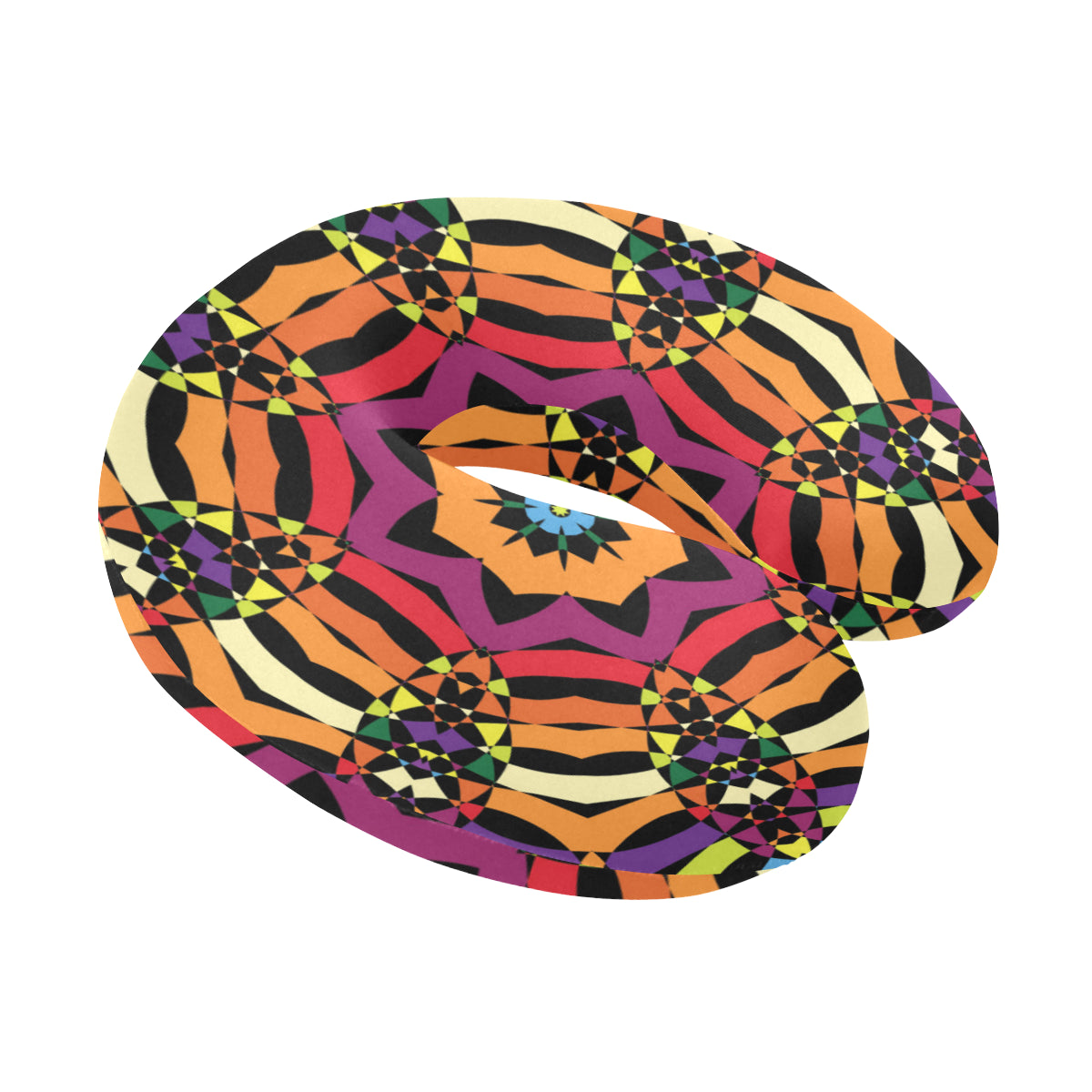 Kaleidoscope Pattern Print Design 01 U-Shaped Travel Neck Pillow
