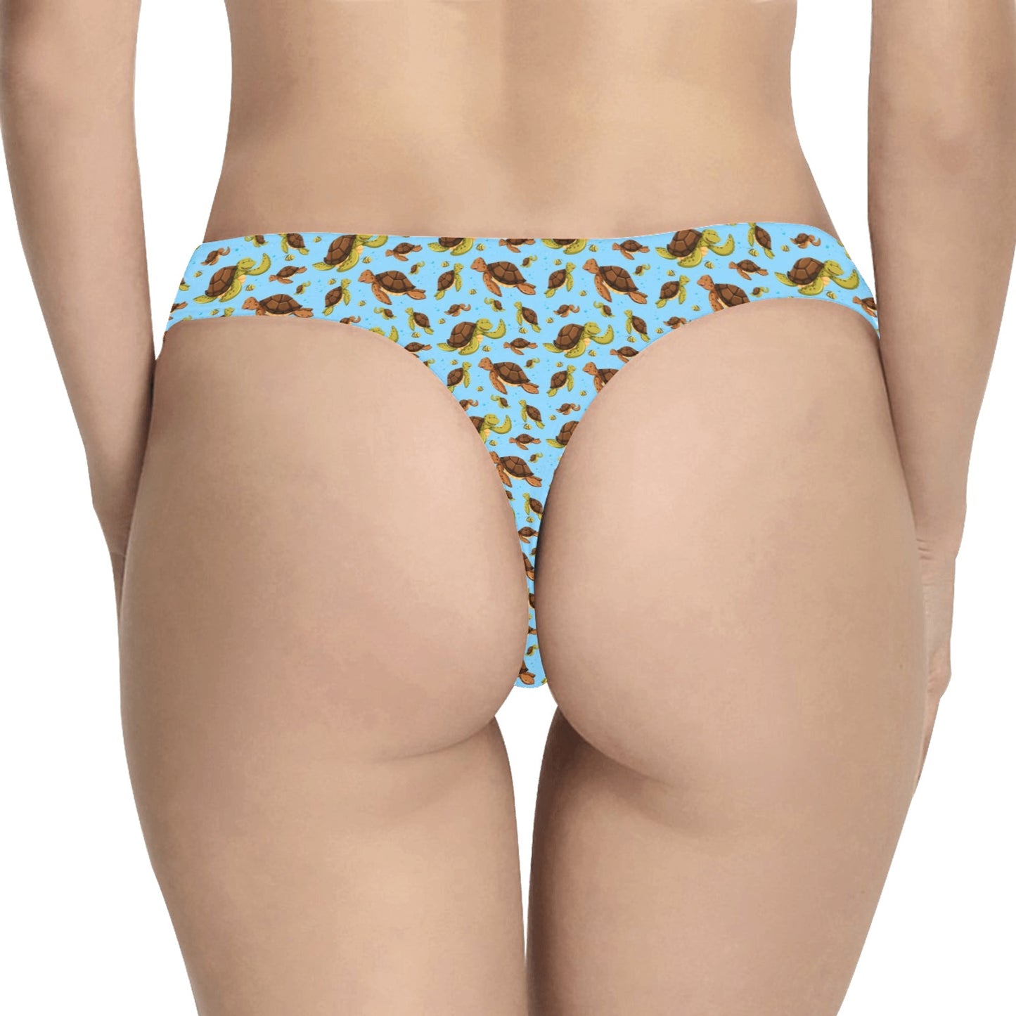 Hello Sea Turtle Print Pattern Women's Thongs