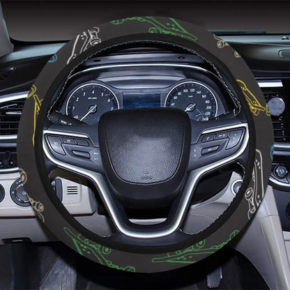 Skateboard Print Design LKS301 Steering Wheel Cover with Elastic Edge